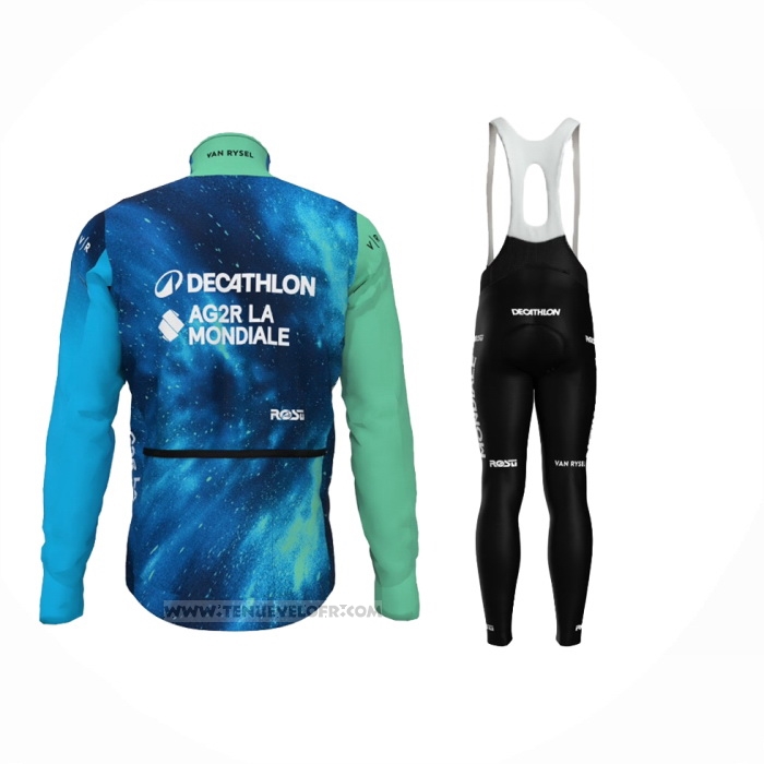 2024 Maillot Cyclisme Ag2r La Mondiale Profond Bleu Manches Longues Et Cuissard
